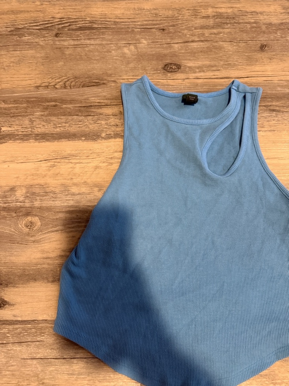 wild fable Light Blue Ribbed Scoop Neck Tank Top